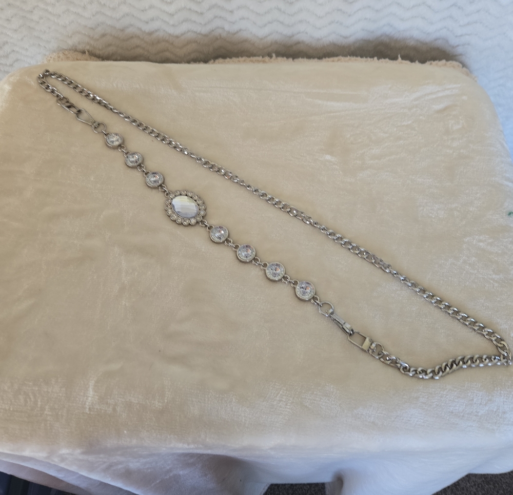 Source Unknown Silver-Tone Crystal Link Replacement Bag Chain.